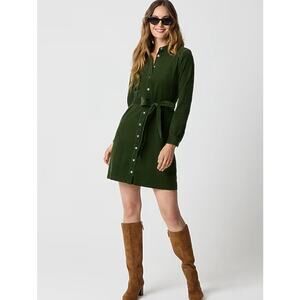 J. Crew Long Sleeve Corduroy Utility Shirt Dress in Pine Green NWT size 12